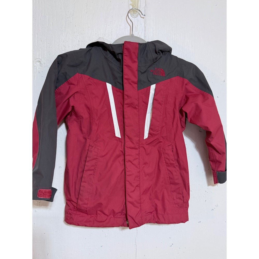 The North Face Jacket Boys XXS 5 Red Polyester Hooded Rain Coat Hiking Outdoor